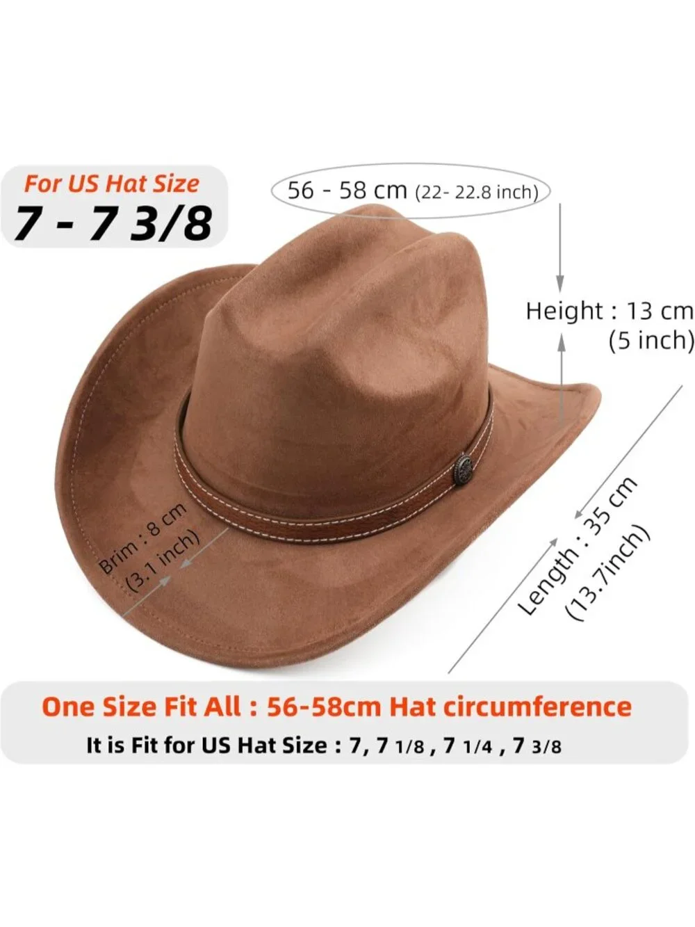 Kids Coffee Pull-On Western Costume Cowboy Hat with Brown Band